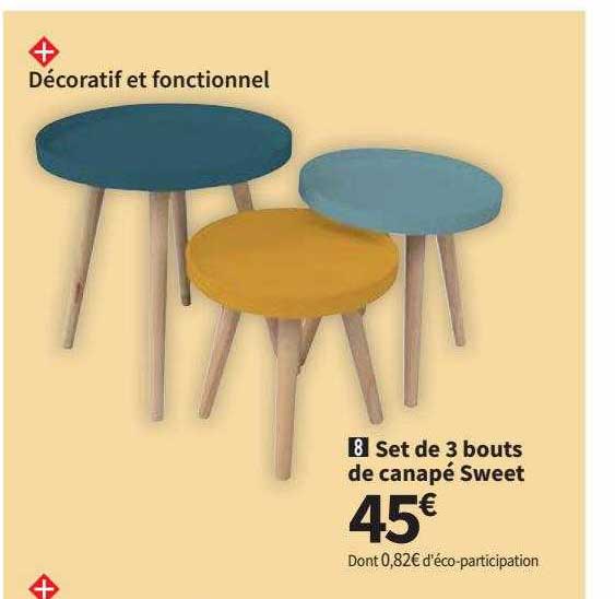 set de 3 bouts de canapé sweet