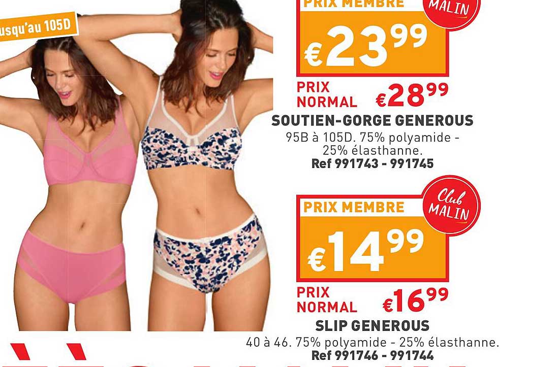 soutien-gorge generous, slip generous