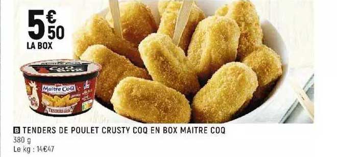 tenders de poulet crusty coq en box maître coq