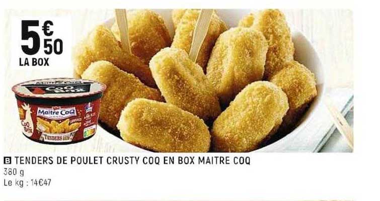 tenders de poulet crusty coq en box maître coq