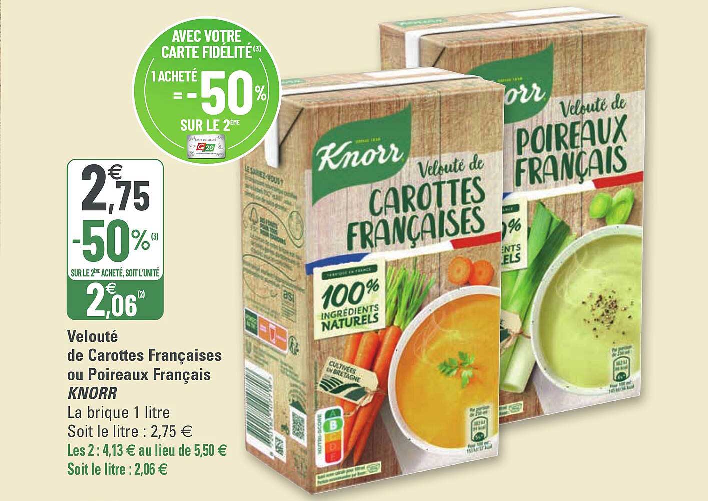 velouté de carottes françaises ou poireaux français knorr
