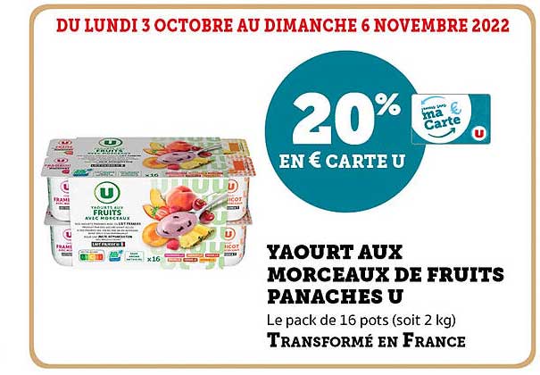 yaourt aux morceaux de frutis panachés u