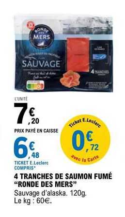4 tranches de saumon fumé "ronde des mers"