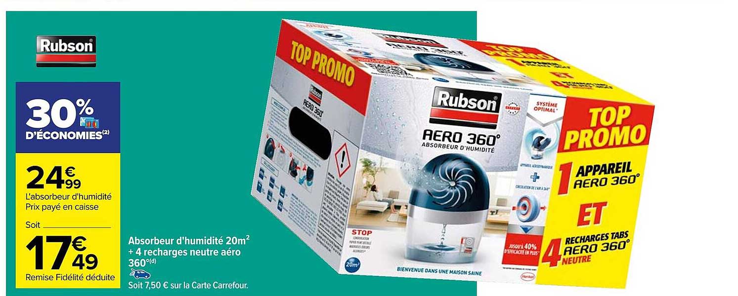 Absorbeur D'humidité 20 M² + 4 Recharges Neutre Aéro 360°