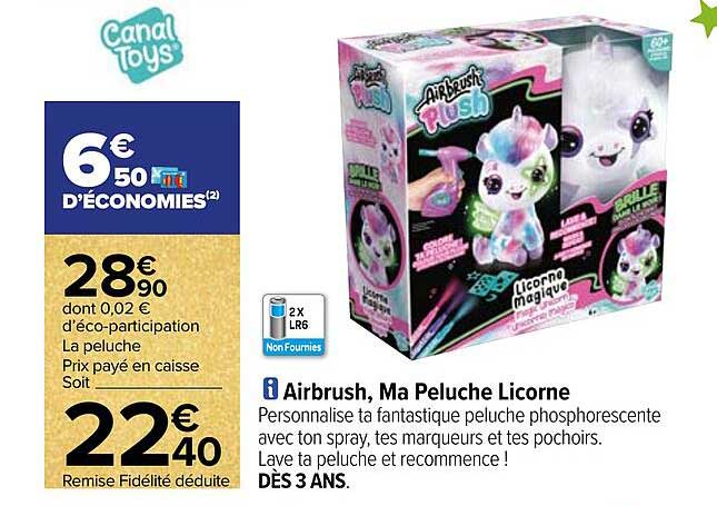 airbrush, ma peluche licorne canal toys