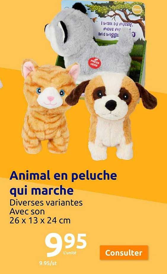 animal en peluche qui marche