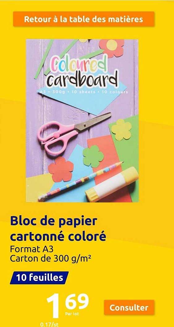 bloc de papier cartonné coloré