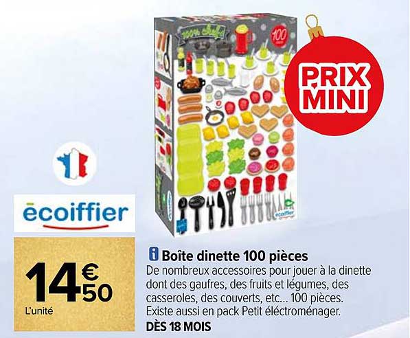 boîte dinette 100 pièces écoiffier