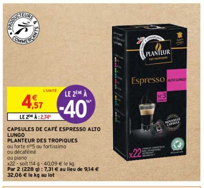 capsules de café espresso alto lungo planteur des tropiques