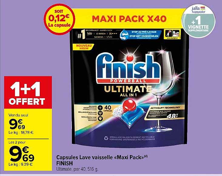 Capsules Lave Vaisselle "maxi Pack" Finish