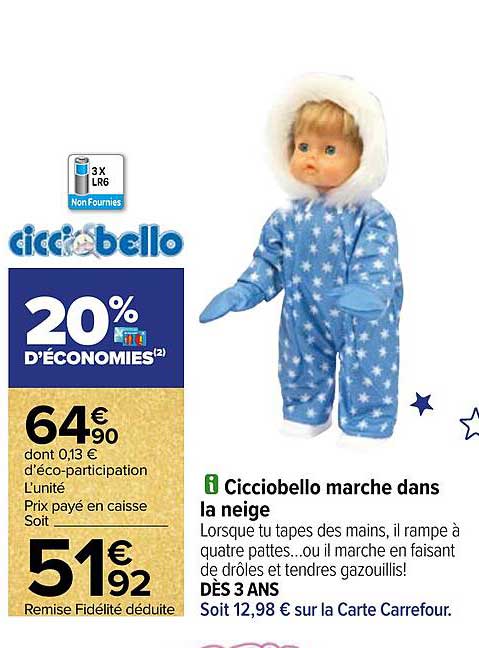 cicciobello marche dans la neige