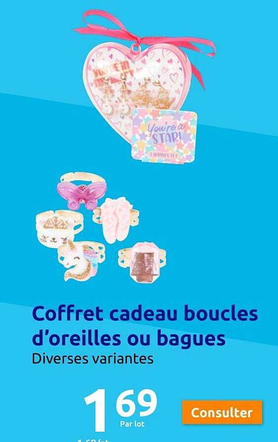 coffret cadeau boucles d'oreilles ou bagues