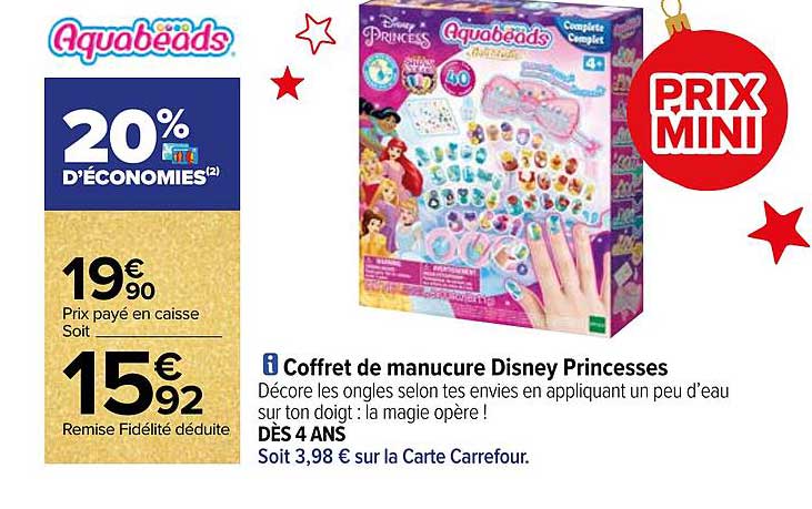 coffret de manucure disney princesses aquabeads