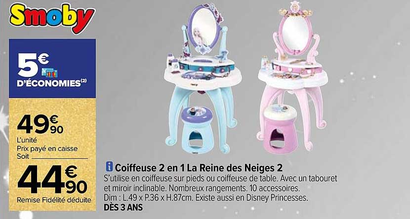 coiffeuse 2 en 1 la reine des neiges 2 smoby
