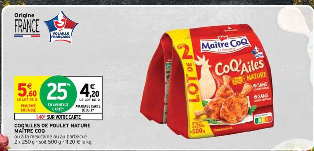 coq'ailes de poulet nature maître coq