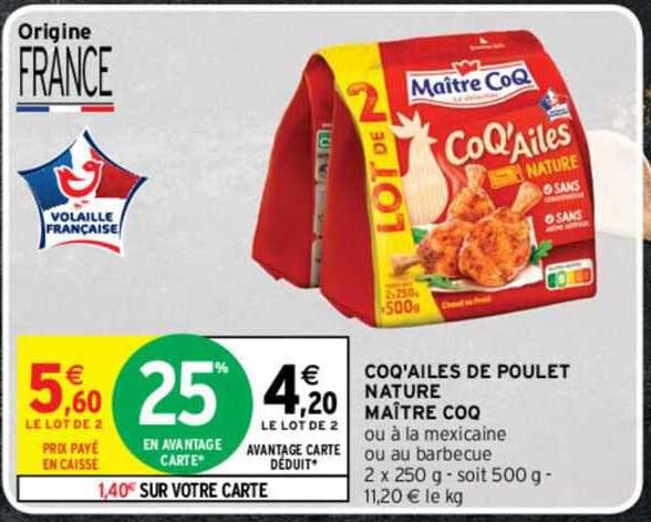 coq'ailes de poulet nature maître coq