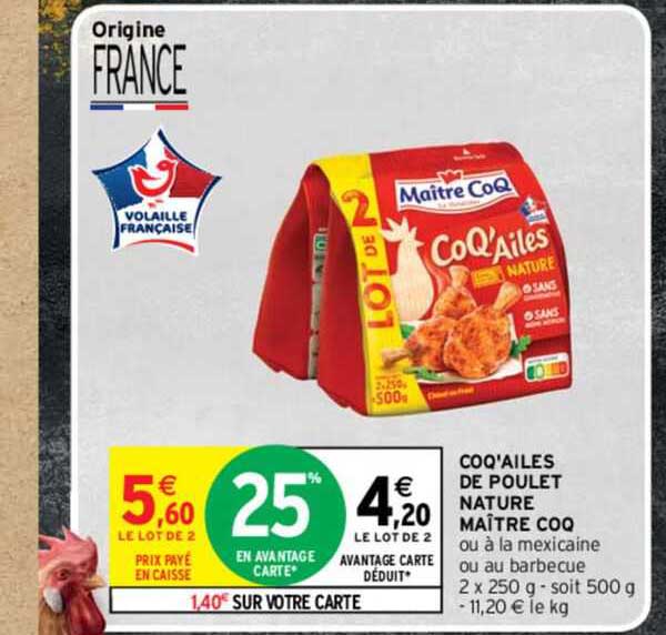 coq'ailes de poulet nature maître coq