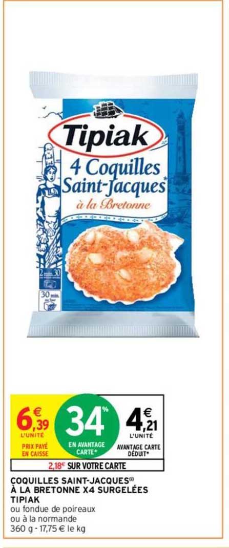 coquilles saint-jacques à la bretonne x 4 surgelées tipiak