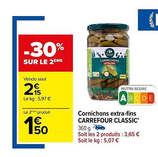 cornichons extra-fins carrefour classic'
