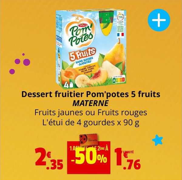 Dessert Fruitier Pom'potes 5 Fruits Materne
