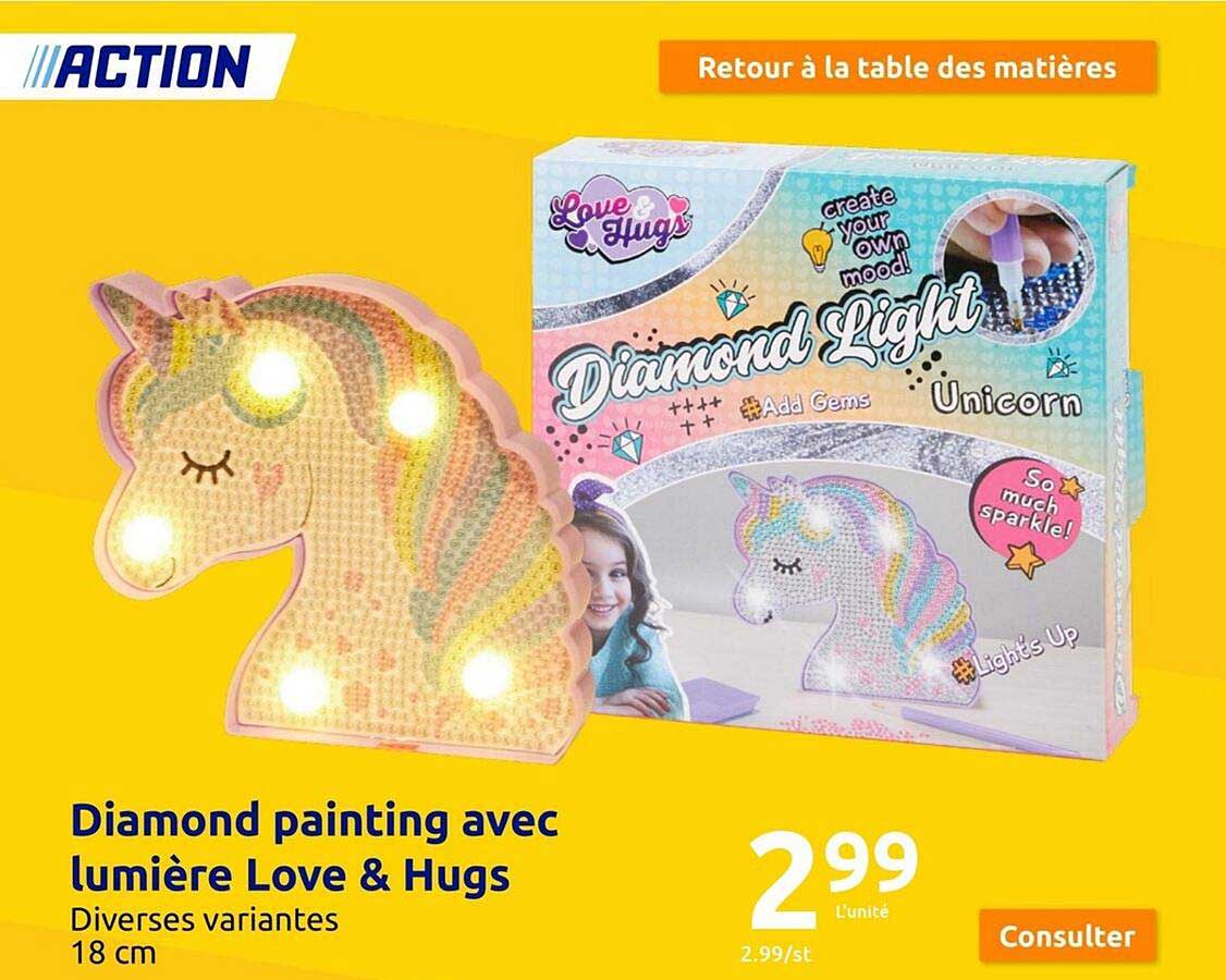 diamond painting avec lumière love & hugs