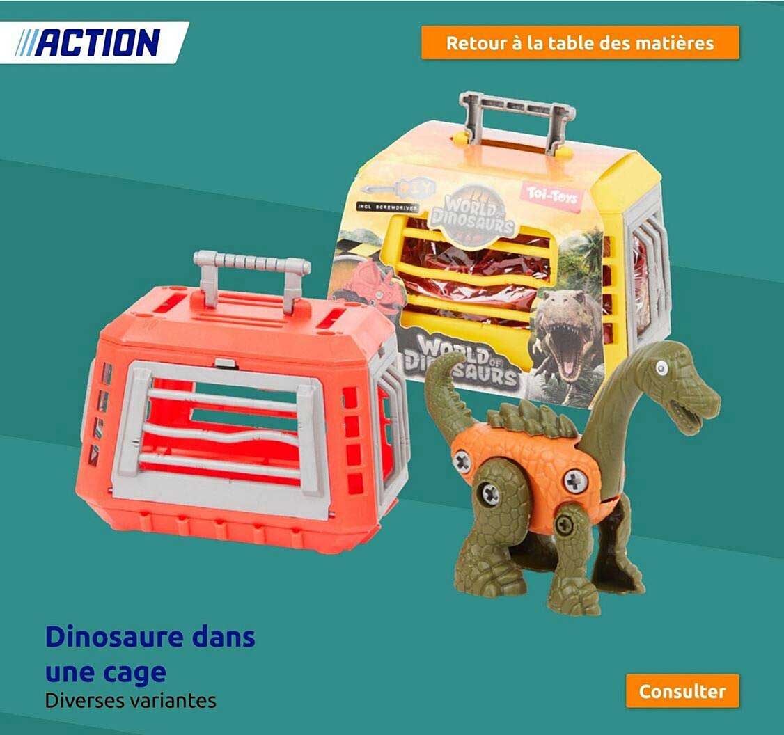 dinosaure dans une cage