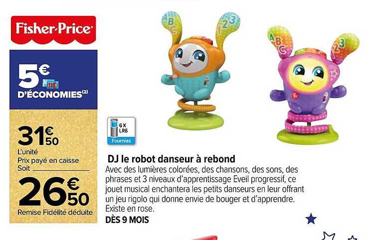 dj le robot danseur à rebond fisher-price
