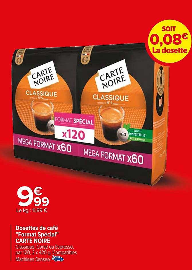 dosettes de café "format spécial" carte noire