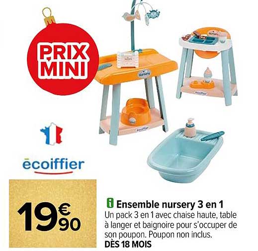 ensemble nursery 3 en 1 écoiffier