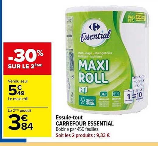 essuie-tout carrefour essential