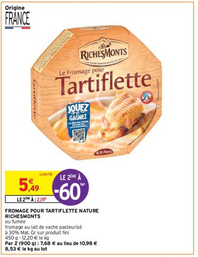 fromage poru tartiflette nature riches monts