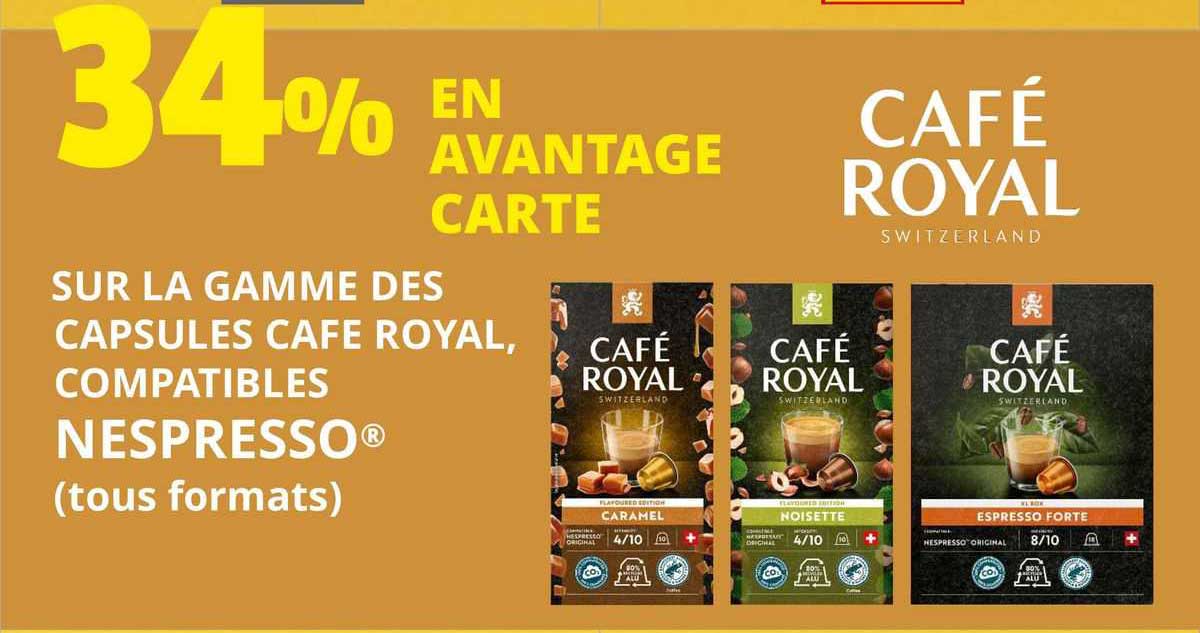 gamme de capsules café royal, compatibles nespresso