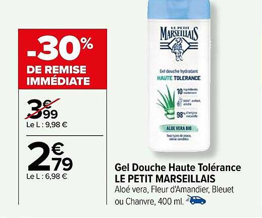 gel douche haute tolérance le petit marseillais