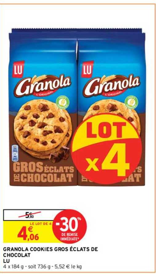 Granola Cookies Gros éclats De Chocolat Lu