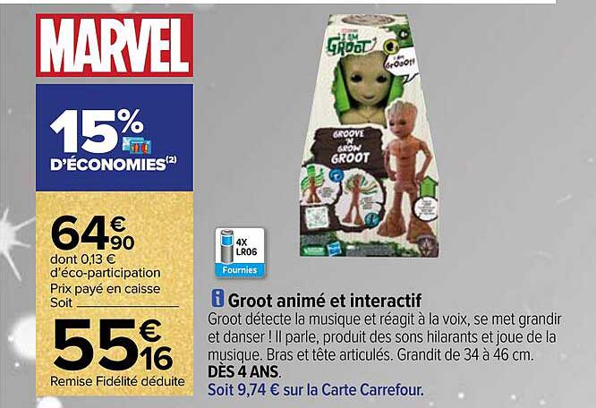 groot animé et interactif marvel