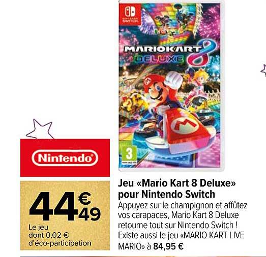 jeu «mario kart 8 deluxe» pour nintendo switch