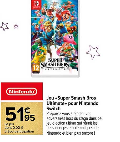 jeu «super smarsh bros ultimate» pour nintendo switch