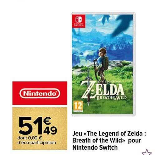 jeu «the legend of zelda : breath of the wild» pour nintendo switch
