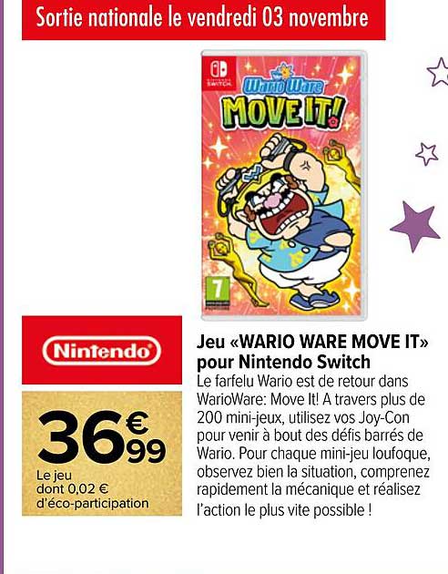 jeu «wario ware move it» pour nitendo switch