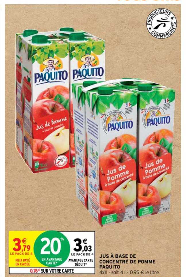 Jus à Base De Concentré De Pomme Paquito