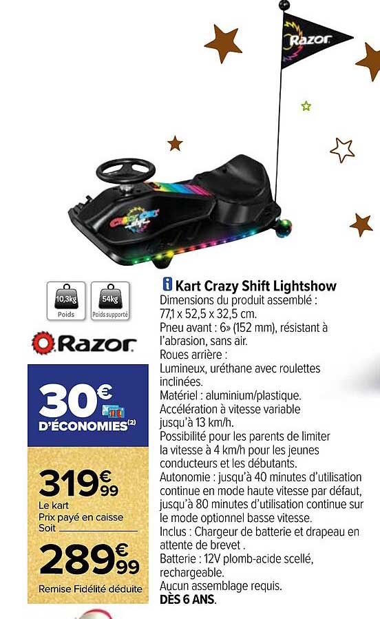 kart crazy shift lightshow razor