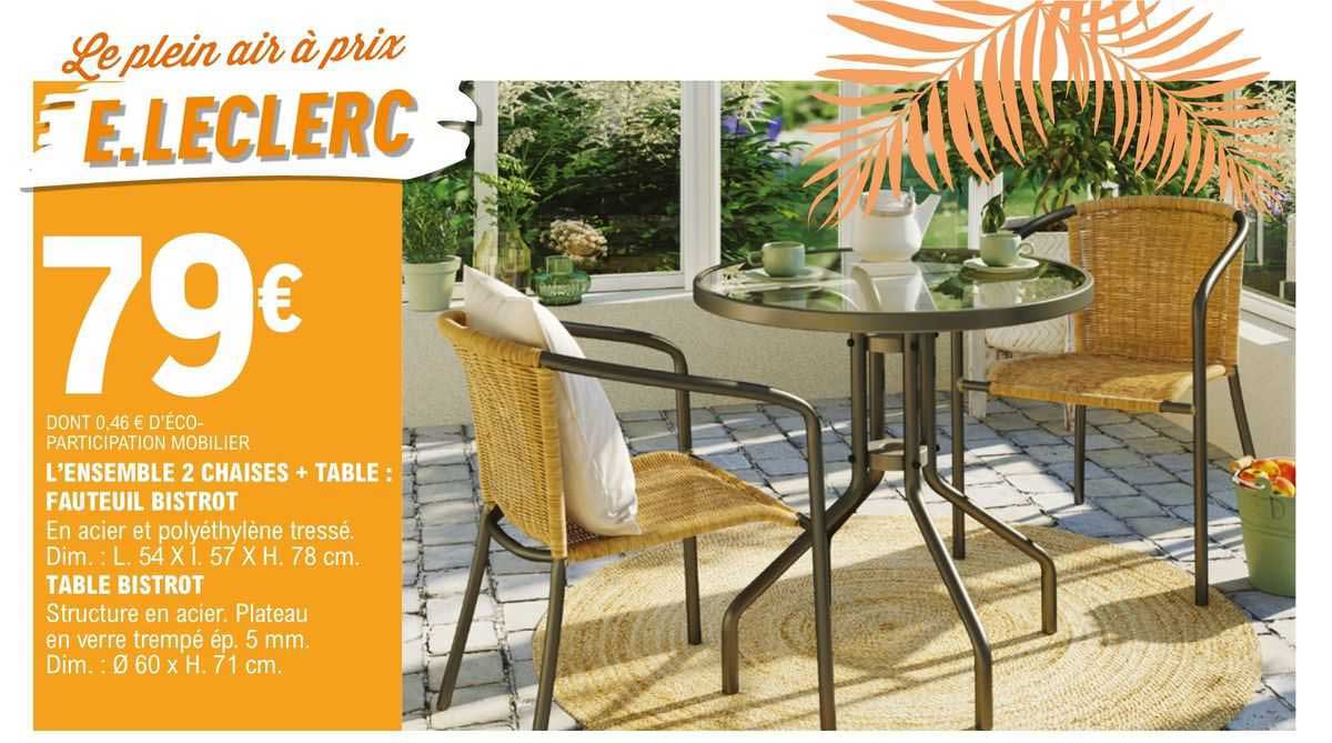 l'ensemble 2 chaises + table : fauteuil bistrot