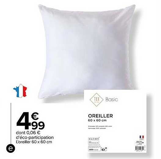 l'oreiller 60 x 60 cm tex home basic