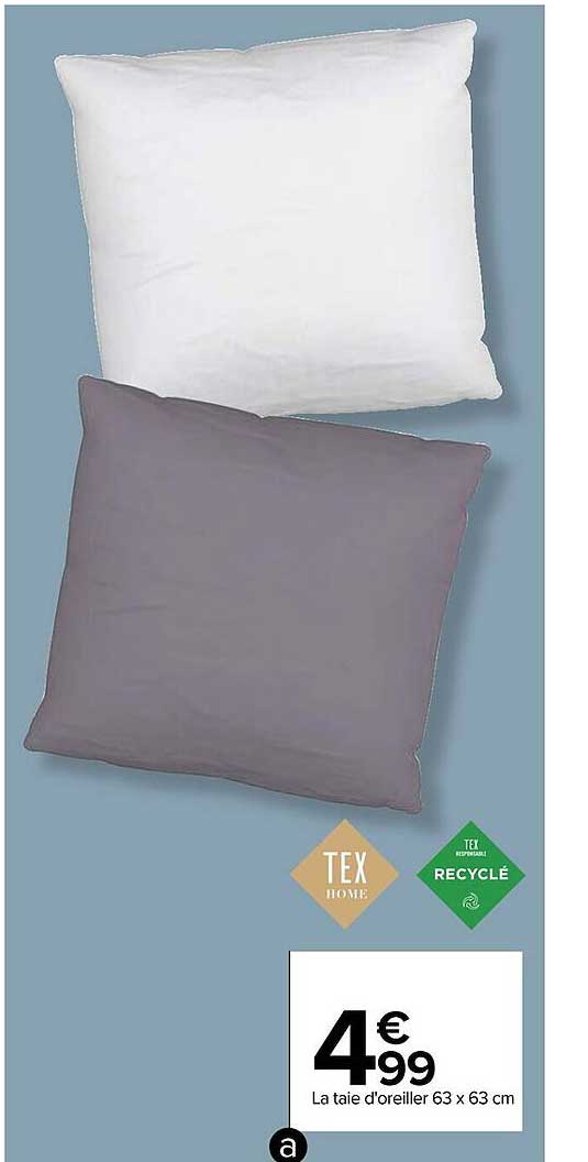 la taie d'oreiller 63 x 63 cm tex home