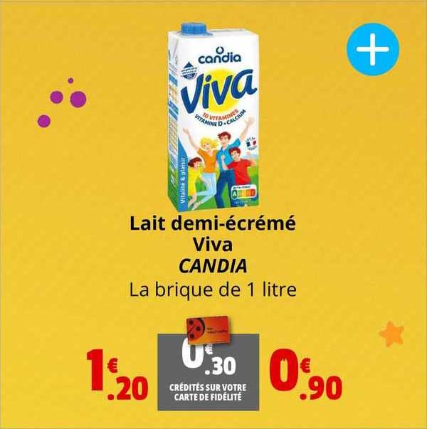 lait demi-écrémé viva candia