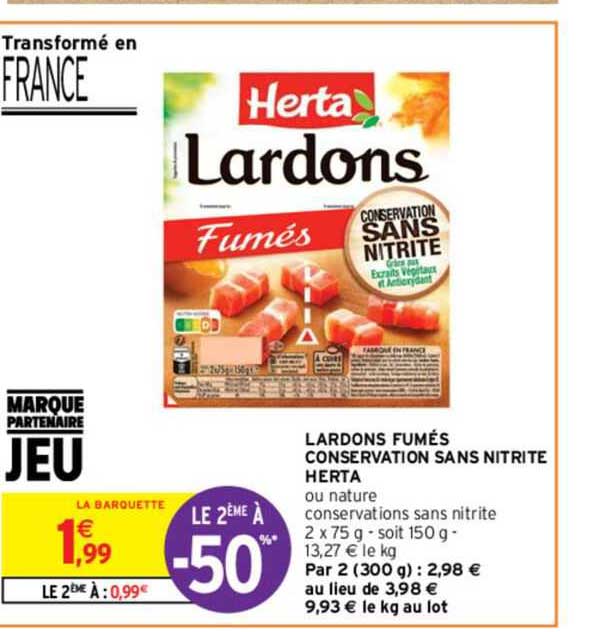 Lardons Fumés Conservation Sans Nitrite Herta