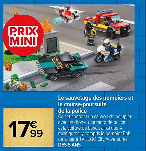 le sauvetage des pompiers et la course-poursuite de la police