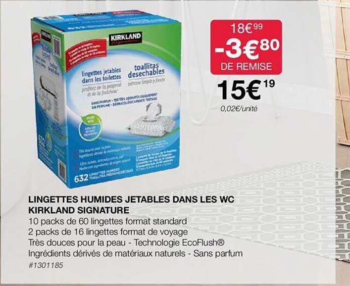 lingettes humides jetables dans les wc kirkland signature
