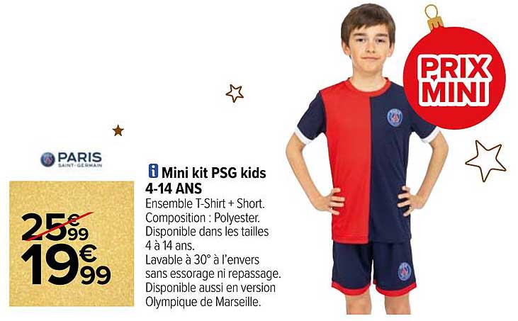 mini kit psg kids 4-14 ans