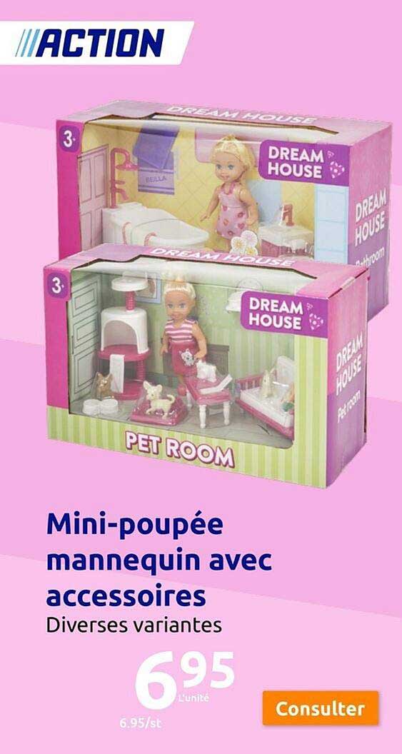 mini-poupée mannequin avec accessoires